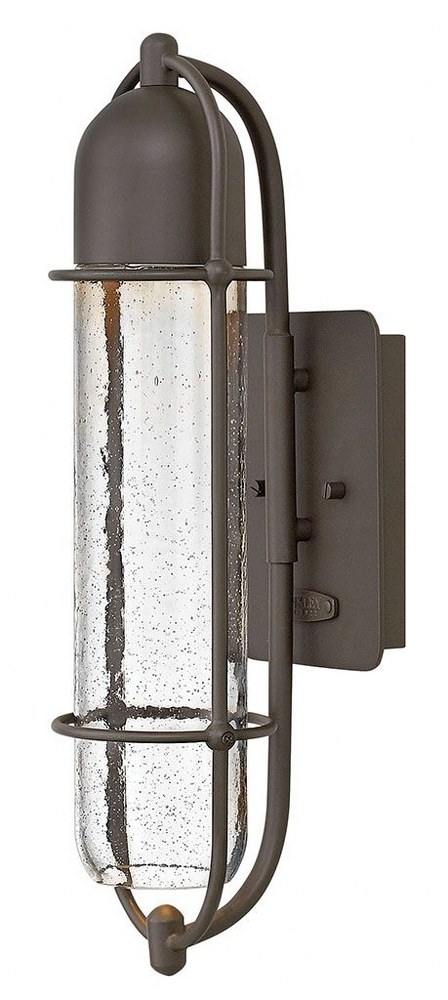 Hinkley Lighting-2380OZ-Perry - One Light Outdoor Small Wall Mount in Transitional Coastal Style - 5.5 Inches Wide by 19.75 Inches High   Oil Rubbed Bronze Finish with Clear Seedy Glass