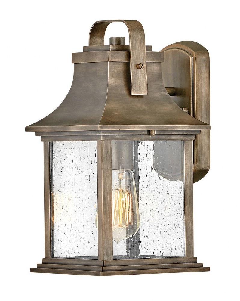 Hinkley Lighting-2390BU-Grant - 1 Light Small Outdoor Wall Lantern in Traditional Style - 7.25 Inches Wide by 13.75 Inches High Burnished Bronze  Burnished Bronze Finish with Clear Seedy Glass