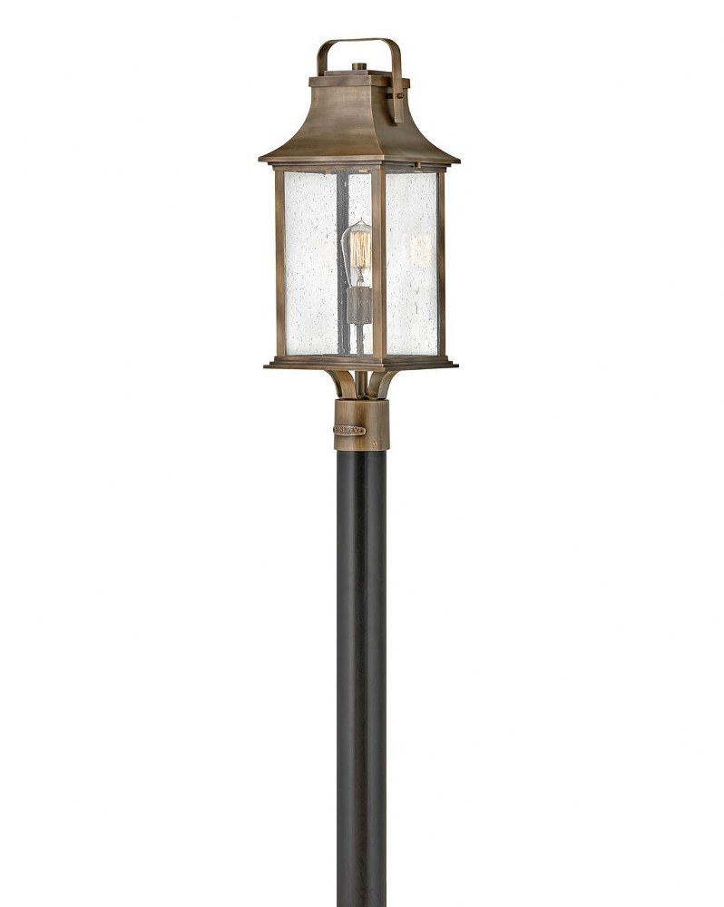 Hinkley Lighting-2391BU-Grant - 1 Light Medium Outdoor Post Mount Lantern in Traditional Style - 8.5 Inches Wide by 23.75 Inches High Burnished Bronze  Burnished Bronze Finish with Clear Seedy Glass