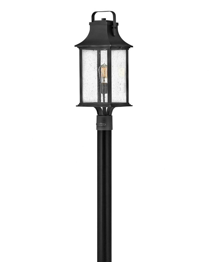 Hinkley Lighting-2391TK-Grant - 1 Light Medium Outdoor Post Mount Lantern in Traditional Style - 8.5 Inches Wide by 23.75 Inches High Textured Black  Burnished Bronze Finish with Clear Seedy Glass