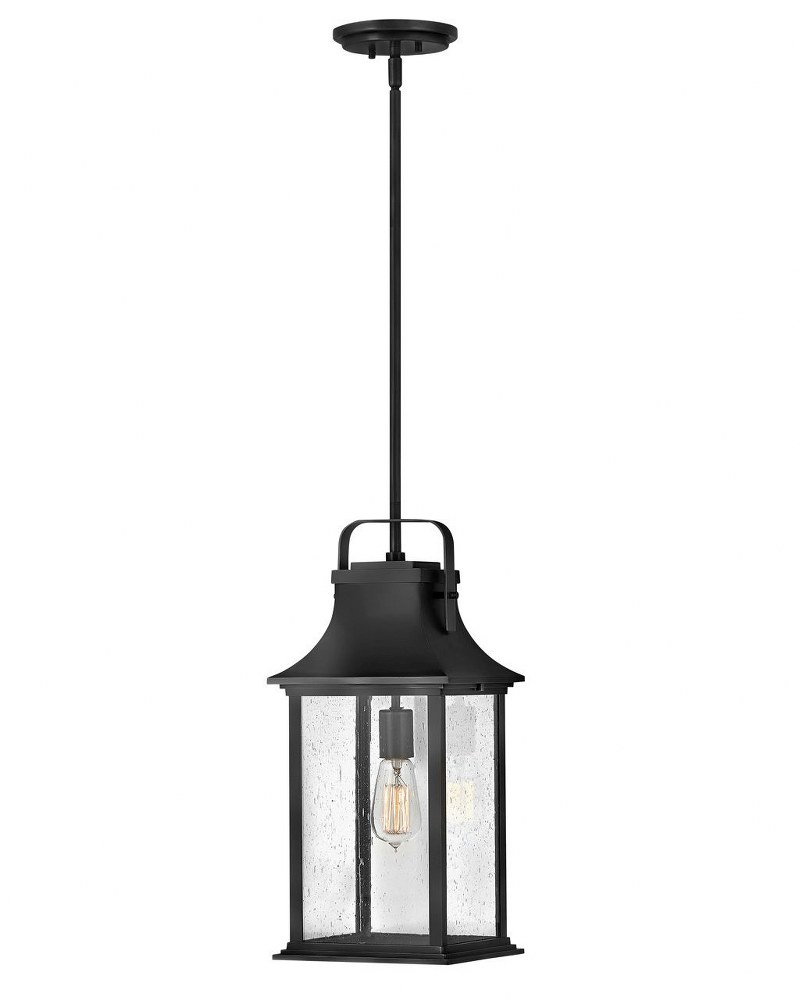 Hinkley Lighting-2392TK-Grant - 1 Light Medium Outdoor Hanging Lantern in Traditional Style - 8.5 Inches Wide by 19.75 Inches High Textured Black  Burnished Bronze Finish with Clear Seedy Glass