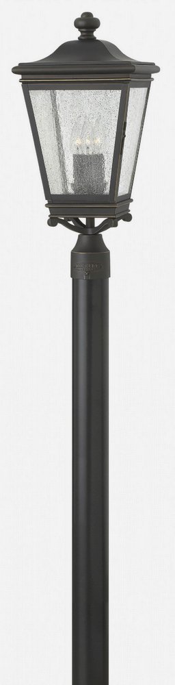 Hinkley Lighting-2461OZ-Lincoln - Three Light Outdoor Post Mount in Traditional Style - 10 Inches Wide by 21 Inches High   Oil Rubbed Bronze Finish with Clear Seedy Glass