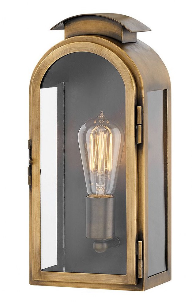 Hinkley Lighting-2520LS-Rowley - One Light Outdoor Small Wall Mount in Traditional Style - 6 Inches Wide by 13.25 Inches High   Light Antique Brass Finish with Clear Glass