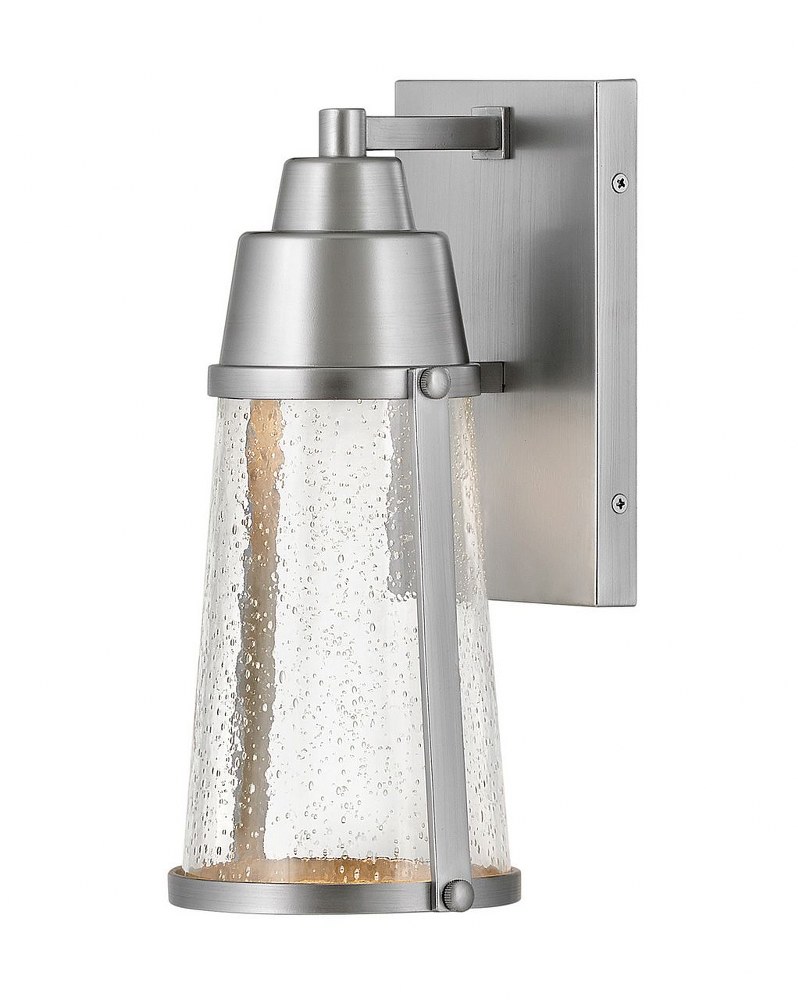 Hinkley Lighting-2550SI-Miles - 6.5W 1 LED Small Outdoor Wall Lantern in Transitional and Coastal Style made with Coastal Elements for Coastal Environments Satin Nickel  Black Finish with Clear Seedy 