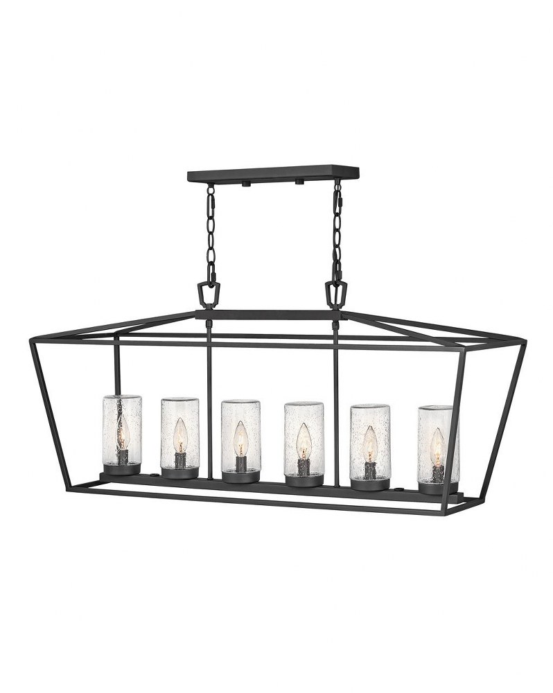Hinkley Lighting-2569MB-Alford Place - Six Light Outdoor Linear Hanging Lantern Museum Black Finish with Clear Seedy Glass