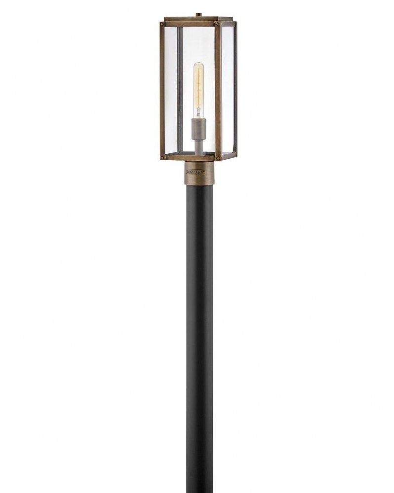 Hinkley Lighting-2591BU-Max - 1 Light Medium Outdoor Post Top or Pier Mount Lantern Burnished Bronze Incandescent Black Finish with Clear Glass