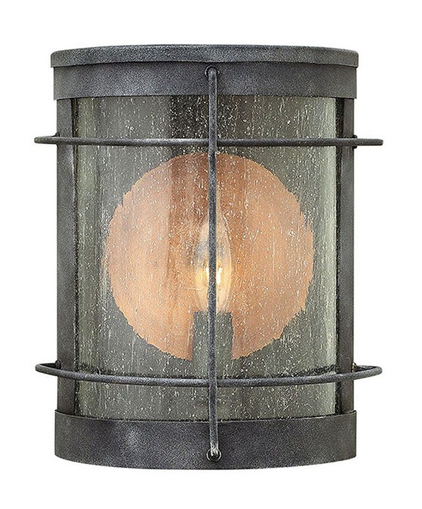 Hinkley Lighting-2620DZ-Newport - One Light Outdoor Wall Sconce in Traditional Coastal Style - 7 Inches Wide by 9.25 Inches High   Aged Zinc Finish with Clear Seedy Glass