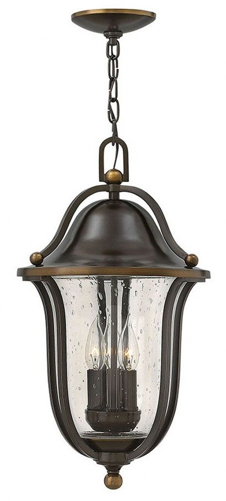 Hinkley Lighting-2642OB-Bolla - Three Light Outdoor Hanging Lantern   Olde Bronze Finish with Clear Seedy Glass