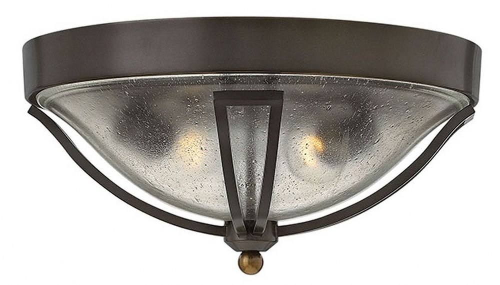 Hinkley Lighting-2643OB-Bolla - Two Light Outdoor Flush Mount   Olde Bronze Finish with Clear Seedy Glass