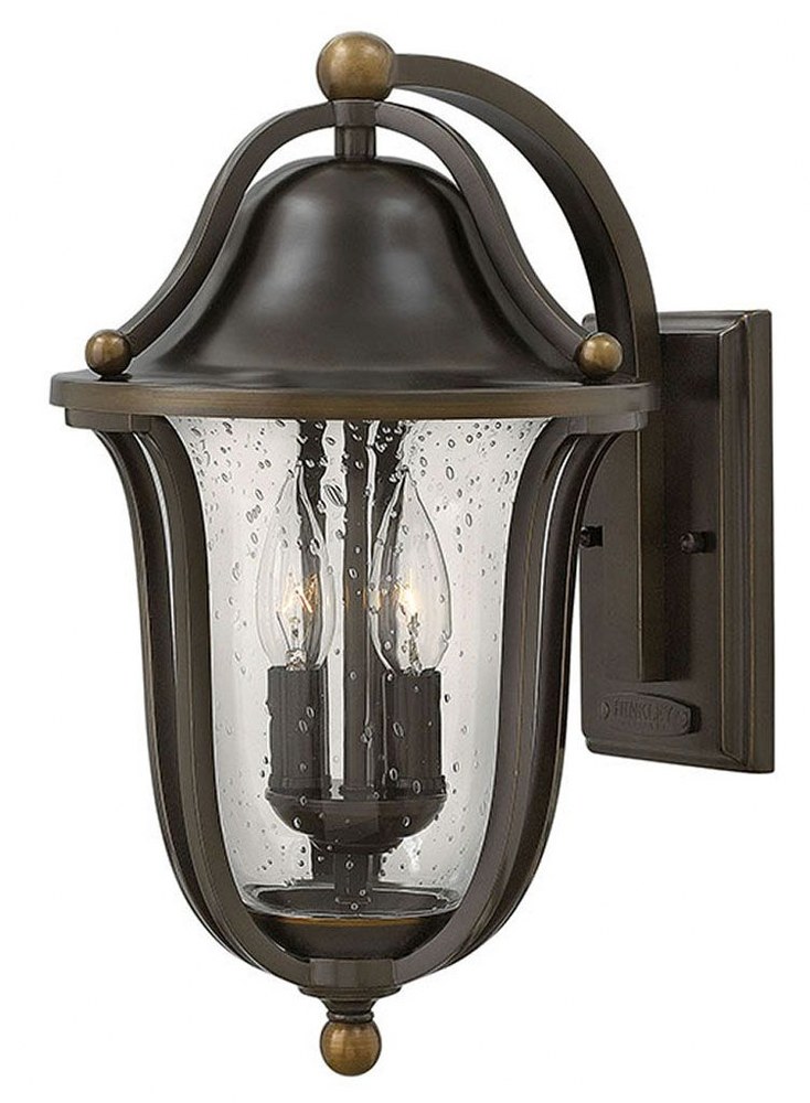 Hinkley Lighting-2644OB-Bolla - Outdoor Wall Lantern Solid Brass Approved for Wet Locations in Transitional Style - 9 Inches Wide by 15.75 Inches High   Olde Bronze Finish with Clear Seedy Glass