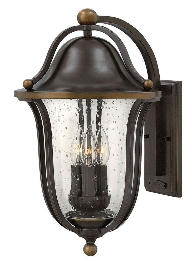 Hinkley Lighting-2645OB-Bolla - Outdoor Wall Lantern Solid Brass Approved for Wet Locations in Transitional Style - 11 Inches Wide by 18.75 Inches High   Olde Bronze Finish with Clear Seedy Glass