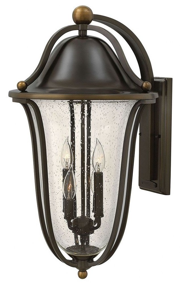 Hinkley Lighting-2649OB-Bolla - Outdoor Wall Lantern Solid Brass Approved for Wet Locations in Transitional Style - 14 Inches Wide by 26 Inches High   Olde Bronze Finish with Clear Seedy Glass