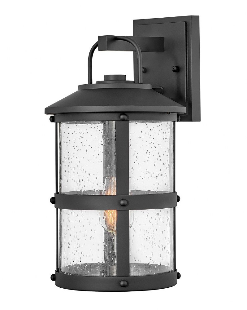 Hinkley Lighting-2684BK-LV-Lakehouse - 1 Light Medium Outdoor Wall Lantern in Coastal Style - 9 Inches Wide by 17.25 Inches High Black LED Aged Zinc Finish with Clear Seedy Glass