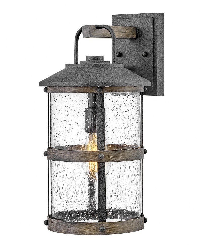 Hinkley Lighting-2684DZ-LL-Lakehouse - 1 Light Medium Outdoor Wall Lantern in Coastal Style - 9 Inches Wide by 17.25 Inches High Aged Zinc LED Aged Zinc Finish with Clear Seedy Glass