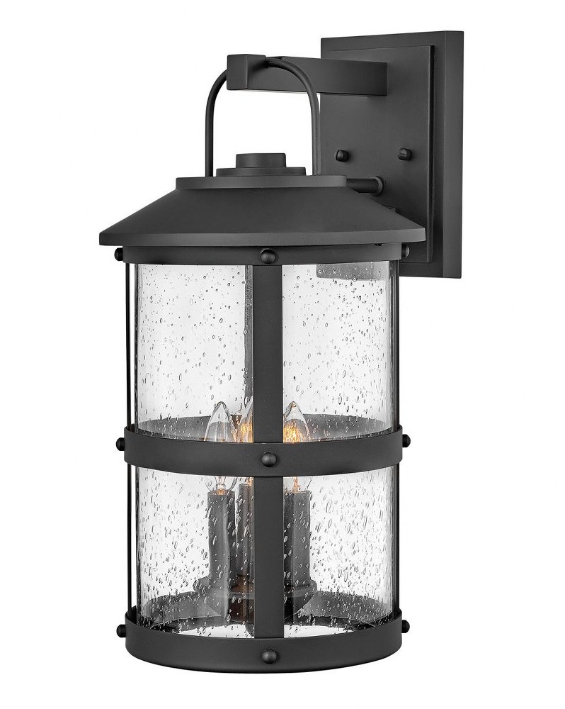 Hinkley Lighting-2685BK-LL-Lakehouse - 3 Light Large Outdoor Wall Lantern in Coastal Style - 10.5 Inches Wide by 19.75 Inches High Black LED Aged Zinc Finish with Clear Seedy Glass