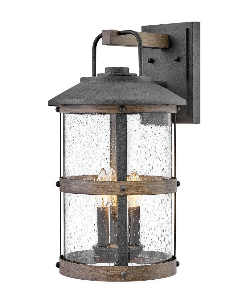 Hinkley Lighting-2685DZ-LL-Lakehouse - 3 Light Large Outdoor Wall Lantern in Coastal Style - 10.5 Inches Wide by 19.75 Inches High Aged Zinc LED Aged Zinc Finish with Clear Seedy Glass