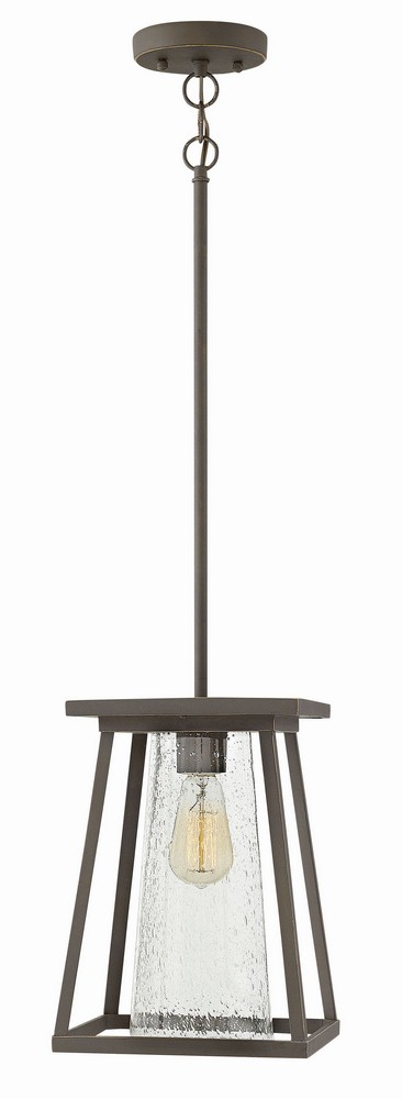 Hinkley Lighting-2792OZ-CL-Burke - One Light Outdoor Hanging Lantern in Transitional Craftsman Style - 9 Inches Wide by 13 Inches High   Burke - One Light Outdoor Hanging Lantern in Transitional, Craf