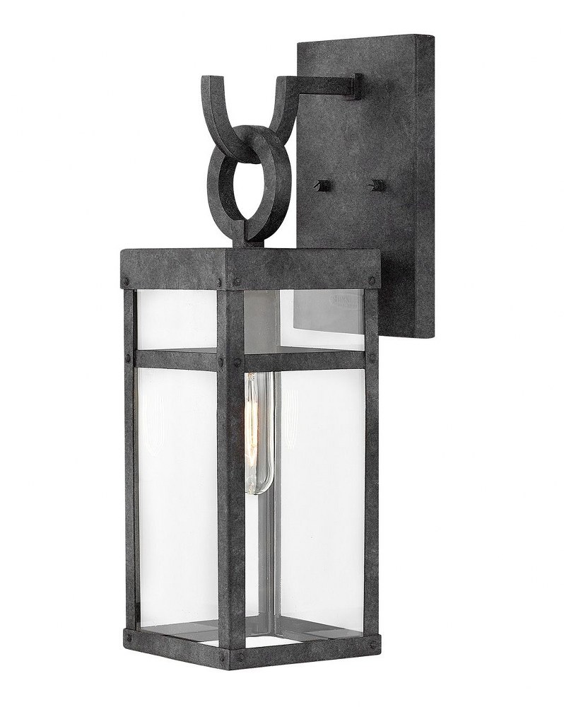 Hinkley Lighting-2800DZ-LL-Porter - 1 Light Small Outdoor Wall Lantern in Transitional Style - 6 Inches Wide by 18.5 Inches High Aged Zinc LED Aged Zinc Finish with Clear Glass