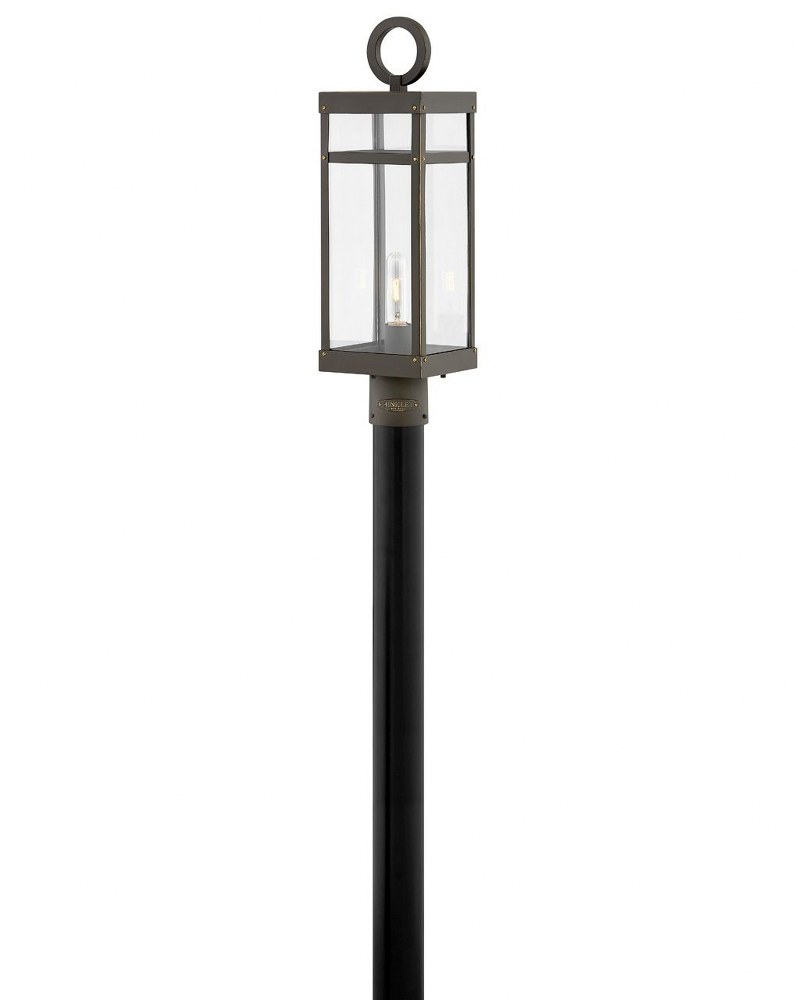 Hinkley Lighting-2801OZ-LL-Porter - 1 Light Medium Outdoor Post or Pier Mount Lantern in Transitional Style - 6.5 Inches Wide by 22.75 Inches High Oil Rubbed Bronze E26 Medium Aged Zinc Finish with Cl