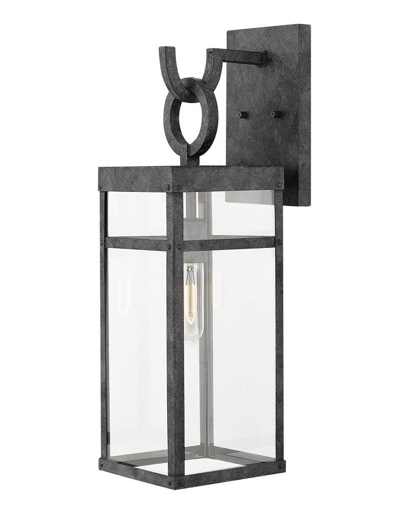 Hinkley Lighting-2804DZ-LL-Porter - 1 Light Medium Outdoor Wall Lantern in Transitional Style - 6.5 Inches Wide by 22 Inches High Aged Zinc LED Aged Zinc Finish with Clear Glass