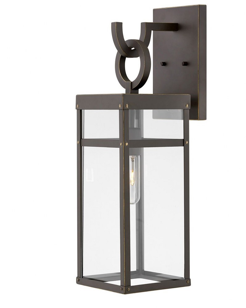 Hinkley Lighting-2804OZ-LL-Porter - 1 Light Medium Outdoor Wall Lantern in Transitional Style - 6.5 Inches Wide by 22 Inches High Oil Rubbed Bronze LED Aged Zinc Finish with Clear Glass