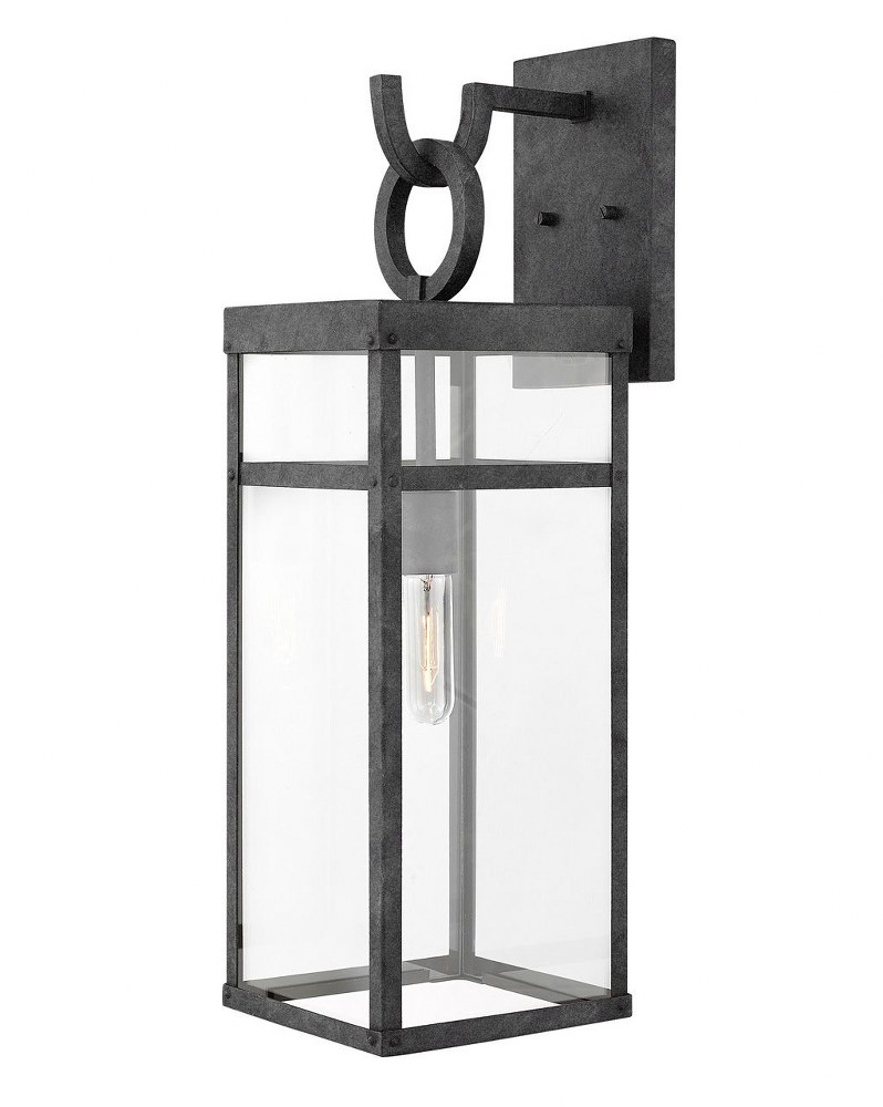 Hinkley Lighting-2805DZ-LL-Porter - 1 Light Large Outdoor Wall Lantern in Transitional Style - 7.5 Inches Wide by 25 Inches High Aged Zinc LED Aged Zinc Finish with Clear Glass