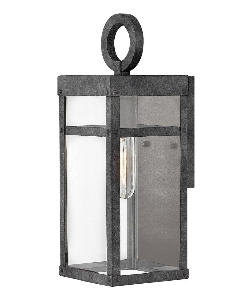 Hinkley Lighting-2806DZ-LL-Porter - 1 Light Extra Small Outdoor Wall Lantern in Transitional Style - 5.5 Inches Wide by 13 Inches High Aged Zinc LED Aged Zinc Finish with Clear Glass