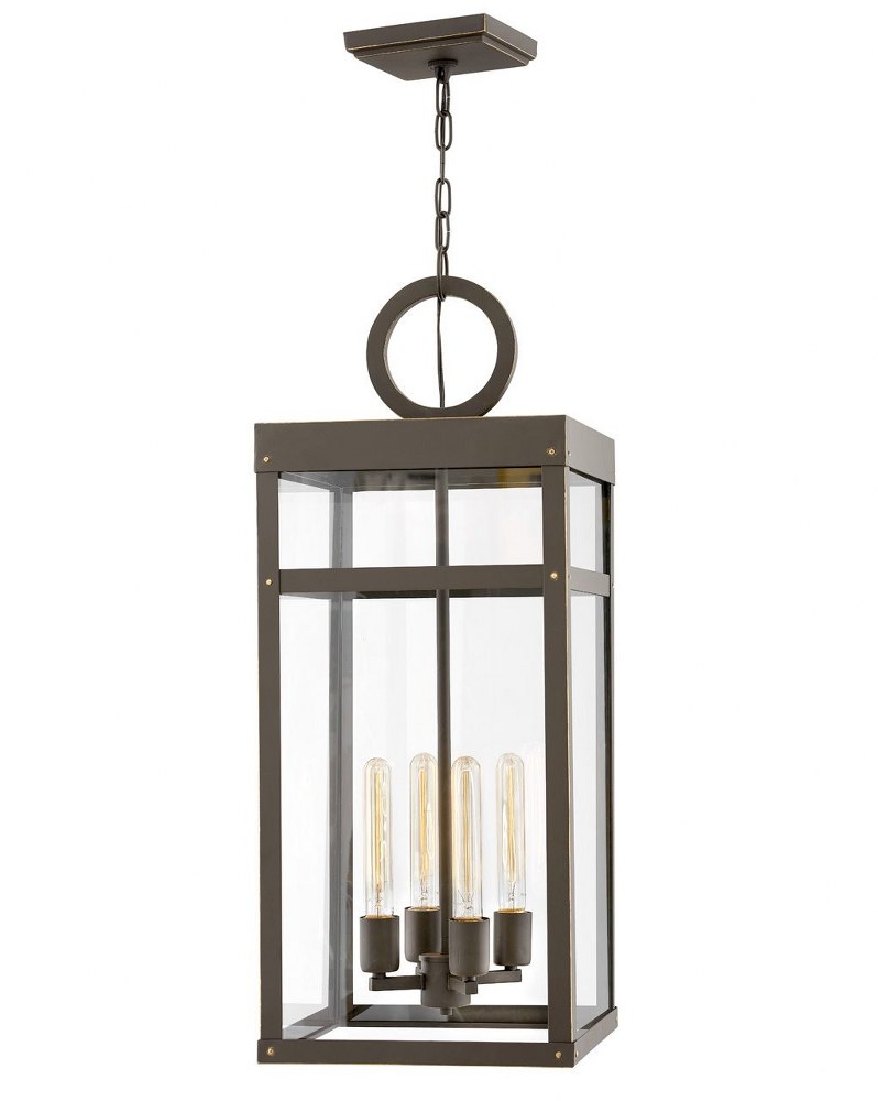 Hinkley Lighting-2808OZ-Porter - 4 Light Large Outdoor Hanging Lantern in Transitional Style - 12 Inches Wide by 31.25 Inches High Oil Rubbed Bronze Incandescent Oil Rubbed Bronze Finish with Clear Gl