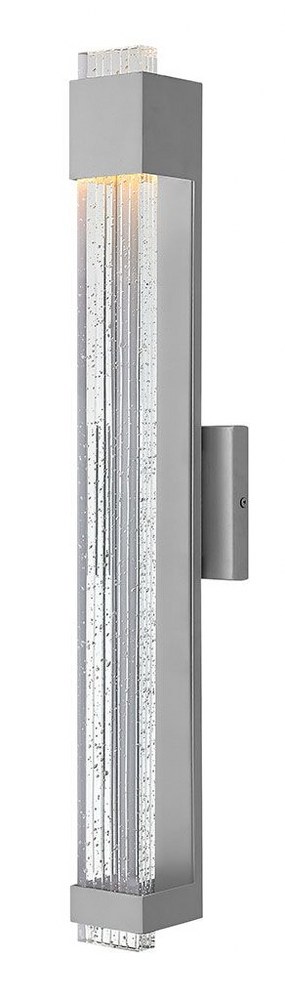 Hinkley Lighting-2835TT-Glacier - 11.5W LED Large Outdoor Wall Lantern in Modern Style - 4.75 Inches Wide by 28 Inches High Titanium  Titanium Finish with Clear Seedy Glass