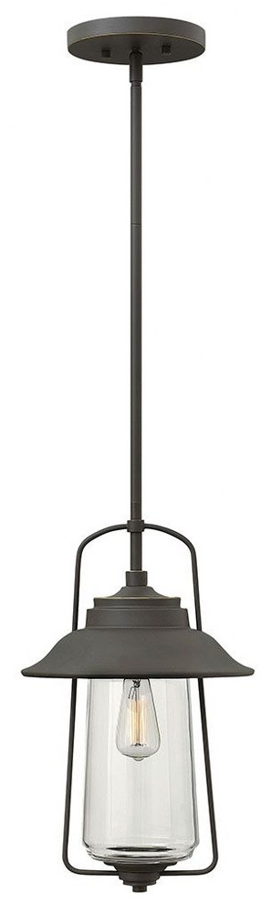 Hinkley Lighting-2862OZ-Belden Place - One Light Outdoor Hanging Lantren in Traditional Transitional Coastal Style - 10 Inches Wide by 16.5 Inches High   Oil Rubbed Bronze Finish with Clear Glass