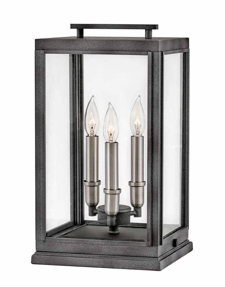 Hinkley Lighting-2917DZ-LL-Sutcliffe - 3 Light Large Outdoor Pier Mount Lantern in Traditional Style - 10.25 Inches Wide by 18 Inches High Aged Zinc E12 Candelabra Aged Zinc Finish with Clear Glass