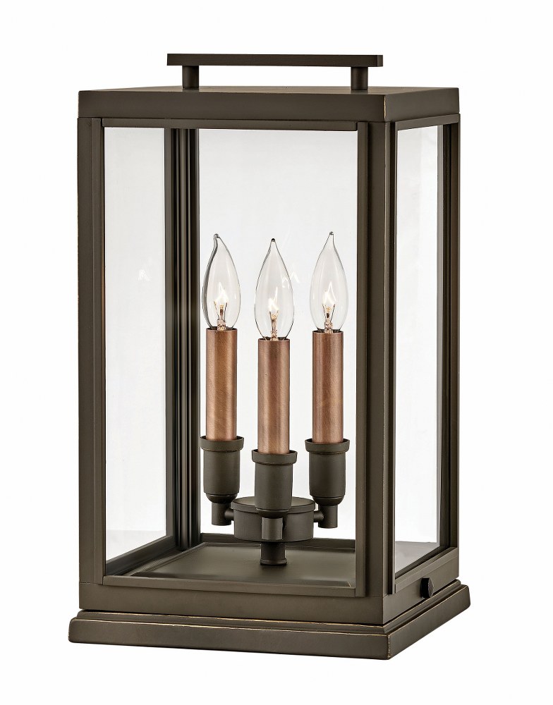 Hinkley Lighting-2917OZ-LL-Sutcliffe - 3 Light Large Outdoor Pier Mount Lantern in Traditional Style - 10.25 Inches Wide by 18 Inches High Oil Rubbed Bronze E12 Candelabra Aged Zinc Finish with Clear 