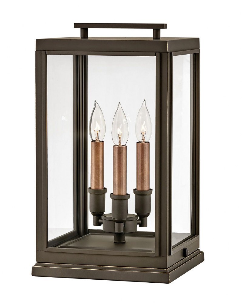 Hinkley Lighting-2917OZ-Sutcliffe - 3 Light Large Outdoor Pier Mount Lantern in Traditional Style - 10.25 Inches Wide by 18 Inches High Oil Rubbed Bronze E12 Candelabra Aged Zinc Finish with Clear Gla