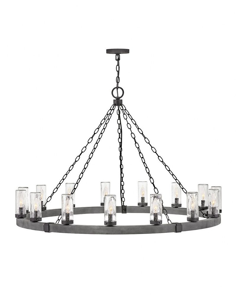 Hinkley Lighting-29209DZ-Sawyer - 15 Light Extra Large Outdoor Hanging Lantern in Rustic Style - 46 Inches Wide by 28.5 Inches High Aged Zinc Incandescent Aged Zinc Finish with Clear Seedy Glass