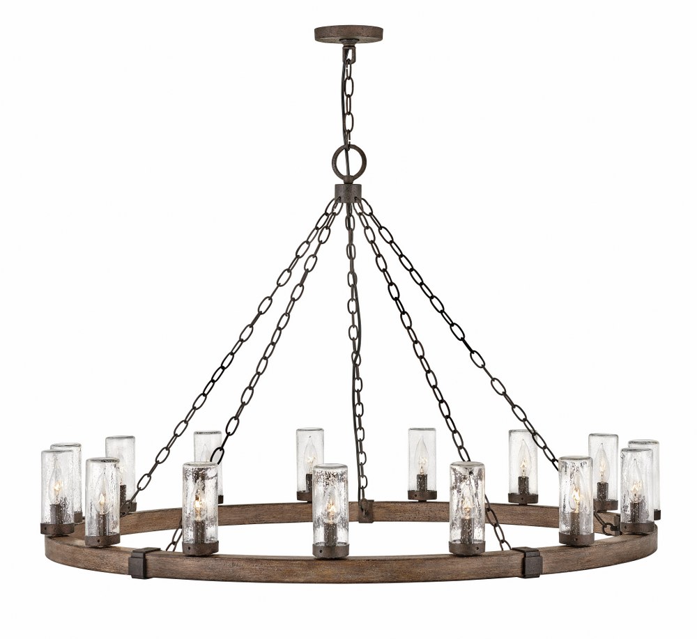 Hinkley Lighting-29209SQ-LL-Sawyer - 15 Light Extra Large Outdoor Hanging Lantern in Rustic Style - 46 Inches Wide by 28.5 Inches High Sequoia LED Aged Zinc Finish with Clear Seedy Glass