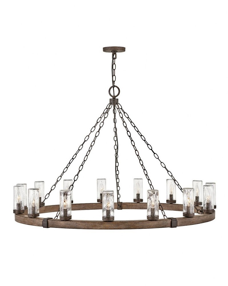 Hinkley Lighting-29209SQ-Sawyer - 15 Light Extra Large Outdoor Hanging Lantern in Rustic Style - 46 Inches Wide by 28.5 Inches High Sequoia Incandescent Aged Zinc Finish with Clear Seedy Glass