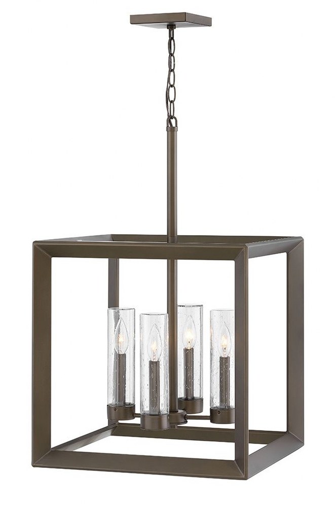 Hinkley Lighting-29304WB-Rhodes - 4 Light Medium Outdoor Hanging Lantern in Craftsman Industrial Style - 18.25 Inches Wide by 28.25 Inches High Warm Bronze Incandescent Warm Bronze Finish with Clear S