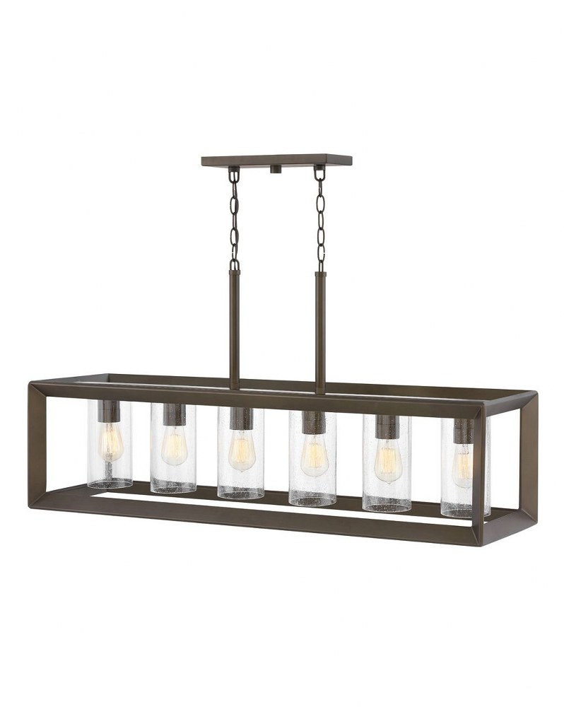 Hinkley Lighting-29306WB-LL-Rhodes - 6 Light Outdoor Linear Hanging Lantern in Craftsman Industrial Style - 42.25 Inches Wide by 21.25 Inches High Warm Bronze LED Warm Bronze Finish with Clear Seedy G