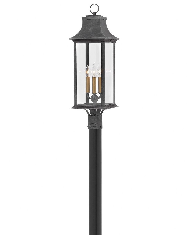 Hinkley Lighting-2931DZ-Adair - 3 Light Outdoor Post Top/Pier Mount in Traditional Style - 8.5 Inches Wide by 27.75 Inches High Aged Zinc Incandescent Aged Zinc Finish with Clear Glass