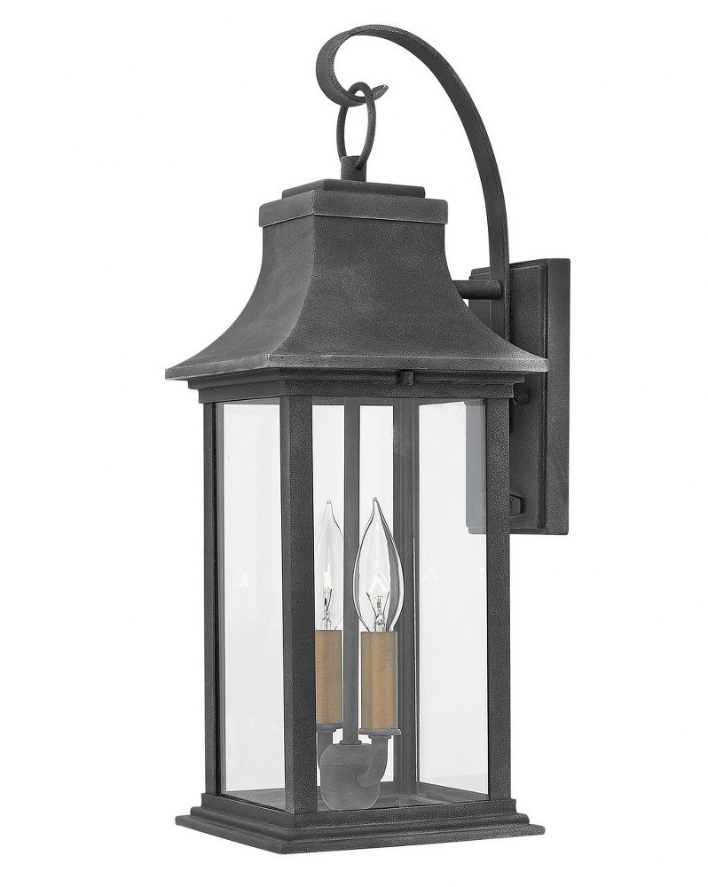 Hinkley Lighting-2934DZ-LL-Adair - 2 Light Medium Outdoor Wall Mount in Traditional Style - 7.25 Inches Wide by 20 Inches High Aged Zinc LED Aged Zinc Finish with Clear Glass