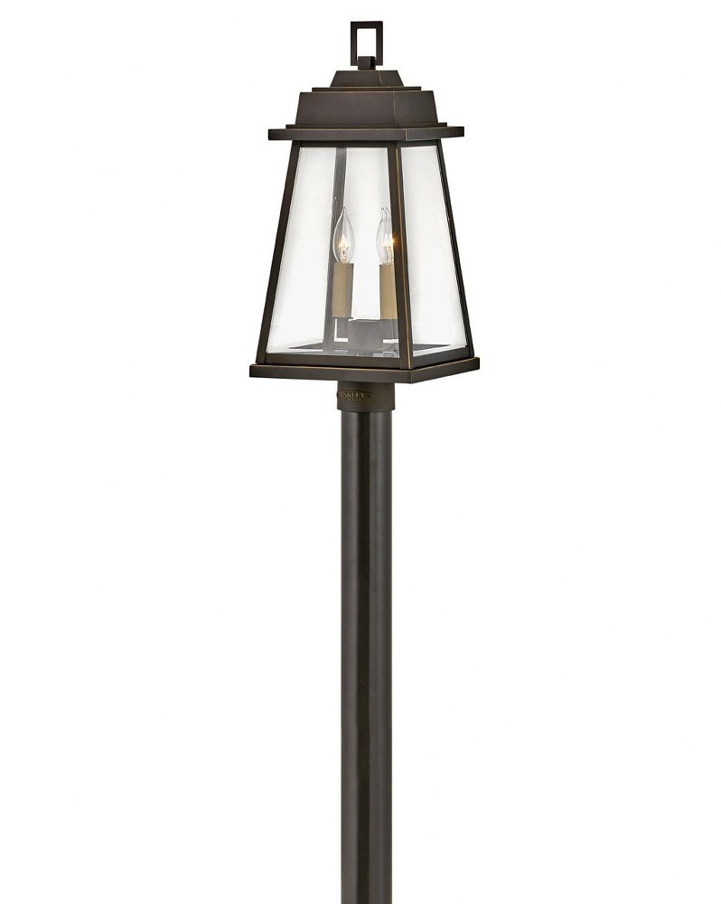 Hinkley Lighting-2941OZ-Bainbridge - Two Light Outdoor Post Mount in Traditional Style - 10 Inches Wide by 22.25 Inches High   Oil Rubbed Bronze Finish with Clear Beveled Glass