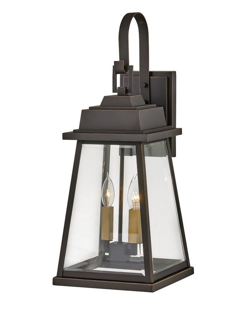 Hinkley Lighting-2945OZ-Bainbridge - Two Light Outdoor Wall Mount in Traditional Style - 10 Inches Wide by 25 Inches High   Oil Rubbed Bronze Finish with Clear Beveled Glass