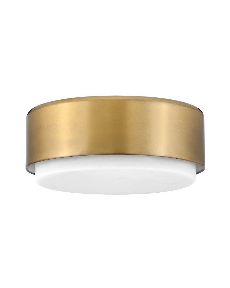 Hinkley Lighting-30073LCB-Cedric - 2 Light Medium Flush Mount Lacquered Brass  Black Finish with Etched Opal Glass