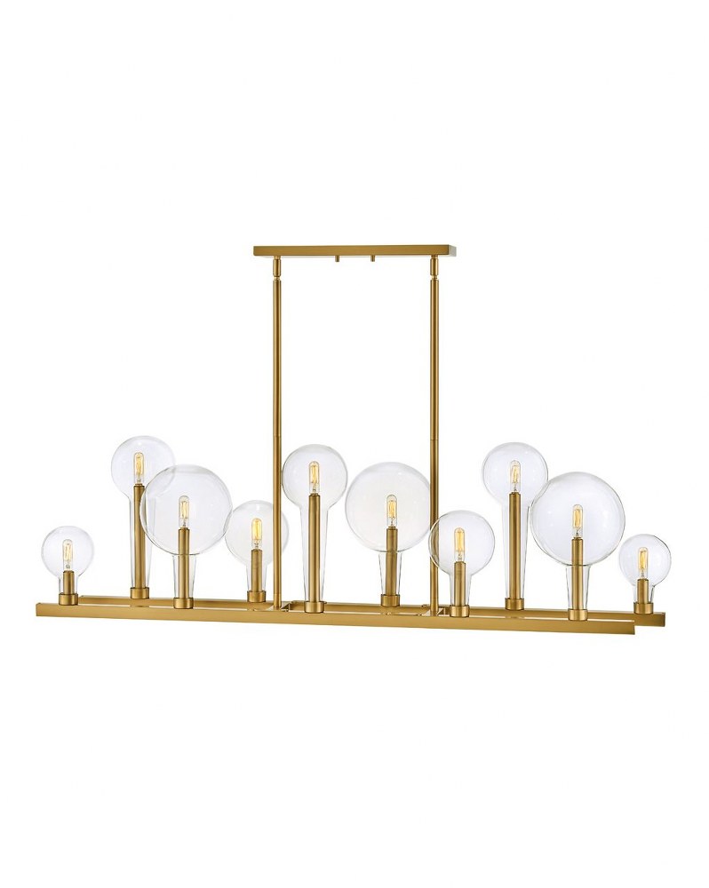 Hinkley Lighting-30528LCB-Alchemy - Ten Light Linear Chandelier in Transitional Industrial Style - 48.25 Inches Wide by 17 Inches High Lacquered Brass  Black Finish with Clear Glass