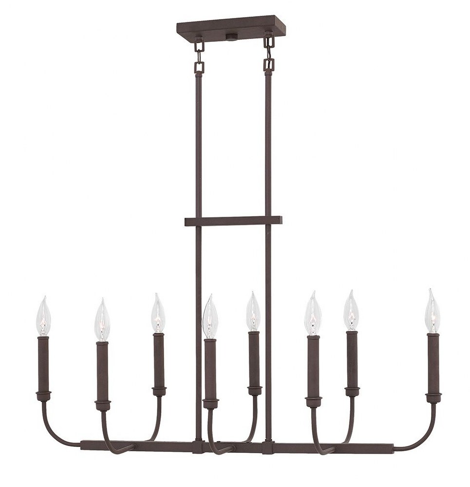 Hinkley Lighting-3074KZ-Alister - Eight Light Linear Chandelier in Traditional Transitional Style - 33 Inches Wide by 18.5 Inches High Buckeye Bronze  Buckeye Bronze Finish