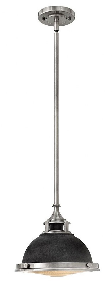 Hinkley Lighting-3122DZ-Amelia - 1 Light Small Pendant in Traditional Industrial Style - 11.75 Inches Wide by 9 Inches High Aged Zinc  Polished Antique Nickel Finish with Fresnal Glass