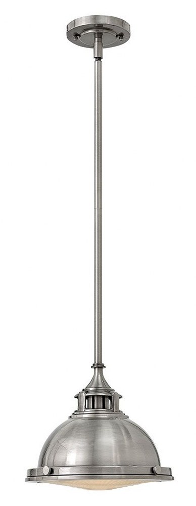 Hinkley Lighting-3122PL-Amelia - 1 Light Small Pendant in Traditional Industrial Style - 11.75 Inches Wide by 9 Inches High   Polished Antique Nickel Finish with Fresnal Glass