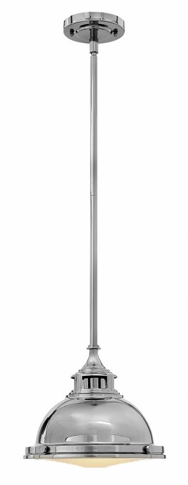 Hinkley Lighting-3122PN-Amelia - 1 Light Small Pendant in Traditional Industrial Style - 11.75 Inches Wide by 9 Inches High   Polished Nickel Finish with Fresnal Glass