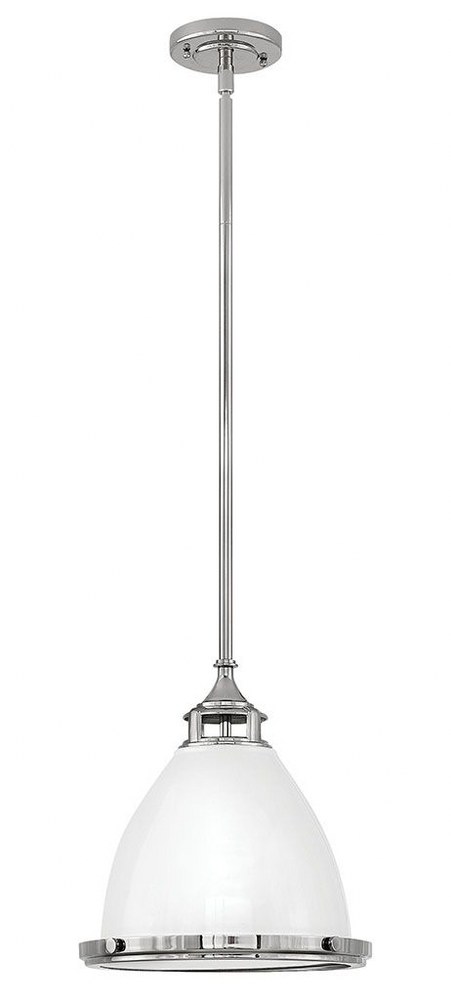 Hinkley Lighting-3126PT-Amelia - 1 Light Medium Pendant in Traditional Industrial Style - 13 Inches Wide by 13 Inches High Polished White  Aged Zinc Finish with Fresnal Glass