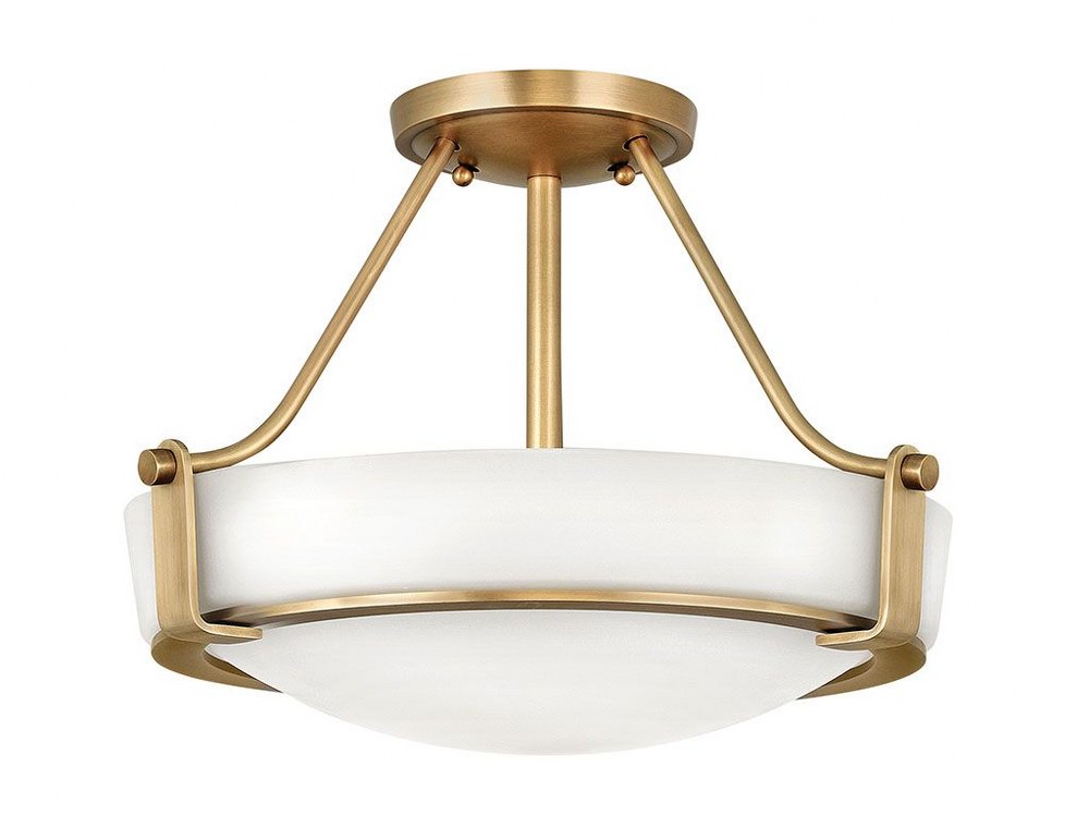 Hinkley Lighting-3220HB-Hathaway - 3 Light Medium Semi-Flush Mount in Transitional Style - 16 Inches Wide by 11.75 Inches High Incandescent  Heritage Brass Finish with Etched Glass